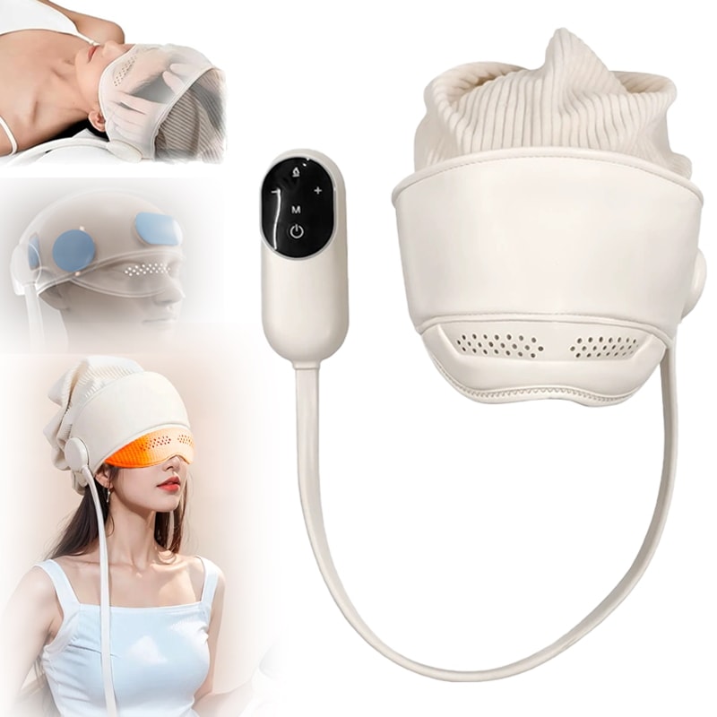 電気ヘッドマッサージャー（帽子とヒーター付き）ヘッド＆アイマッサージャー6つのエアバッグ4つのマッサージモードと3つの温度レベルストレス解消充電式頭皮マッサージャー