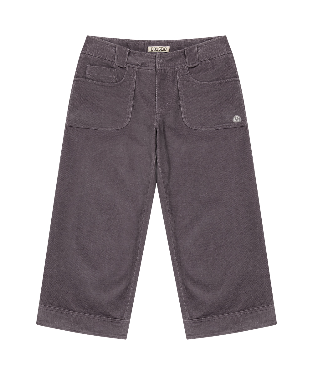 【COYSEIO】 25FW RUSTIC CORDUROY CAPRI PANTS : PURPLE GREY