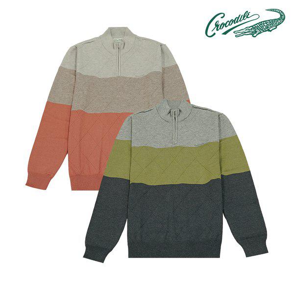 アーガイルハーフジップラウンドニットCDAAAKR3317