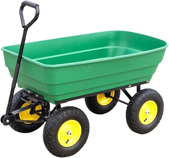 ダンプカート キャリーカート ダンプ機能付き ガーデンカート 最大積載100kg 積載容量75L 空気タイヤ 台車 園芸 アウトドア