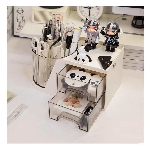 ペン立て 卓上ペンスタンド 大容量ペンホルダー 分格設計 引き出し スタンド使用可能 おしゃれ 多機能デスク収納ケ 文房具 小物収納 個別に使用可能