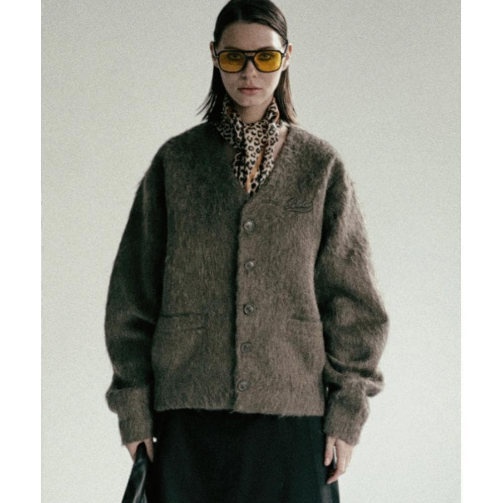 BADBLOOD Mohair V-neck Cardigan Tobacco w-cdg24-043