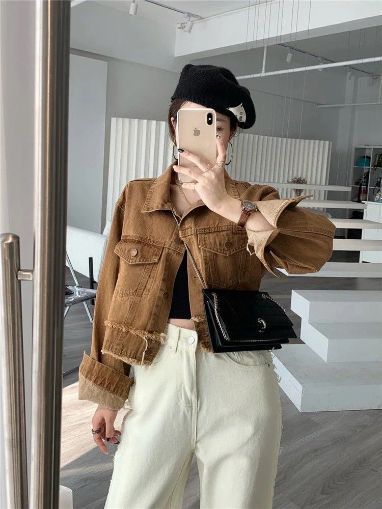 出荷が早い2025春 新作 日韓 おしゃれ 流行り カジュアル デニムジャケット レトロ 百掛け ショット丈 INS ジャケット トップス アウター 着痩せデニムジャケット