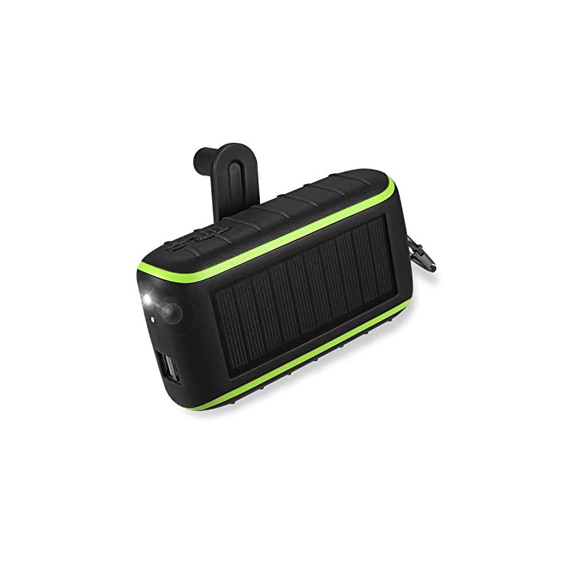 手回し充電器 12000mAh大容量 ソーラーチャージャー LED高輝度ライト付き 太陽光発電充電器