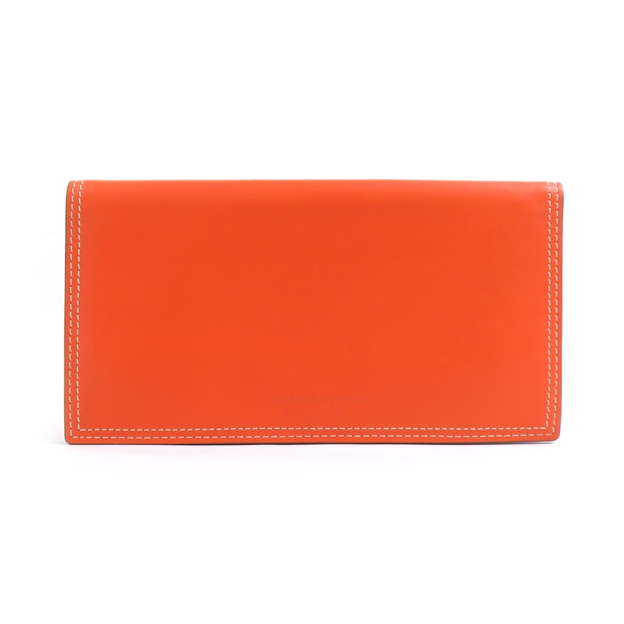 ボッテガヴェネタ BOTTEGAVENETA 二つ折り長財布 レザー オレンジ ユニセックス 56074a