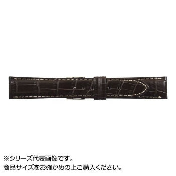 MIMOSA（ミモザ） 時計バンド クロコマット 22mm ブラウン/ホワイトステッチ （美錠:銀） WRM-BW22