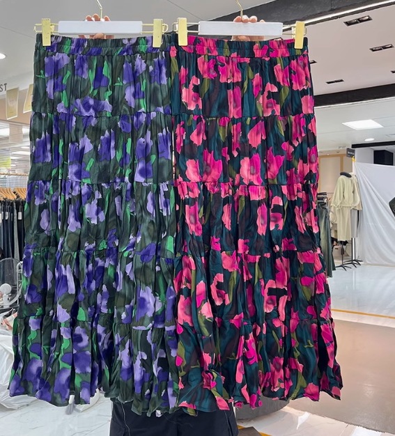 プリーツスカート 花柄 ロングスカート Aラインスカート 夏 リゾート カジュアル お出かけ
