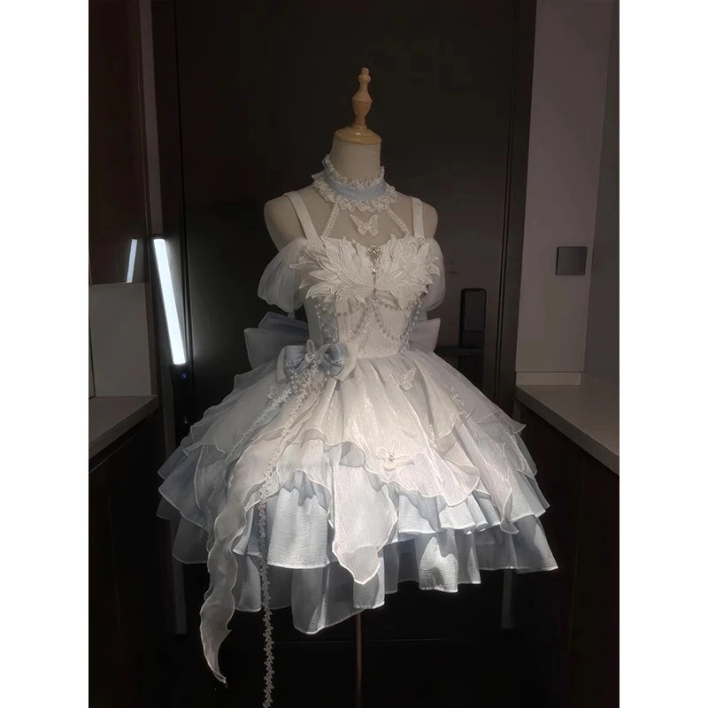 ロリータ プリンセススタイルの小さなドレスロリータドレスファイングリッター蝶ロリータチュチュスカート