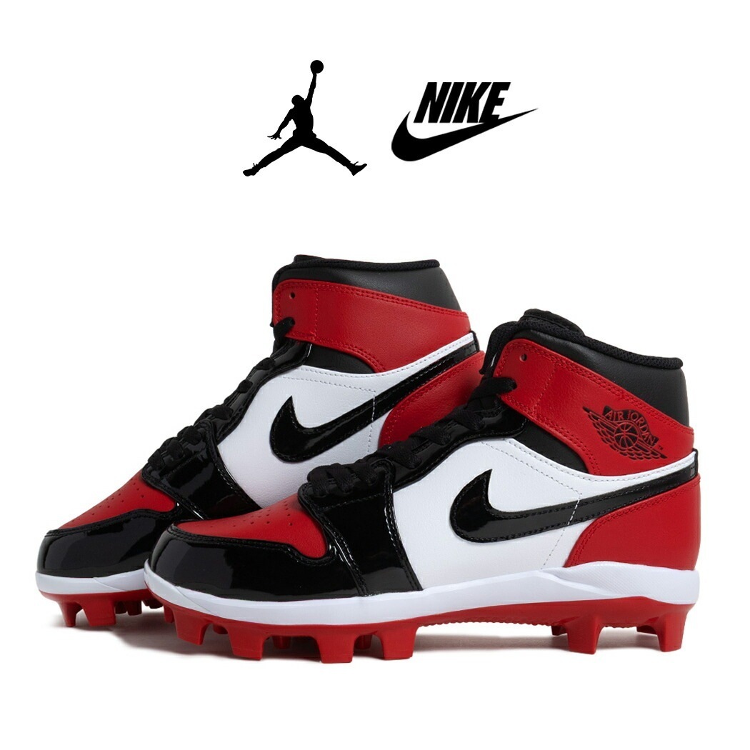 海外限定 NIKE ナイキ エア ジョーダン 1 レトロ AIR JORDAN 1 RETRO MCS 野球 スパイク ベースボール スニーカー WHITE/FIRE RED/BLACK ( 日本未発