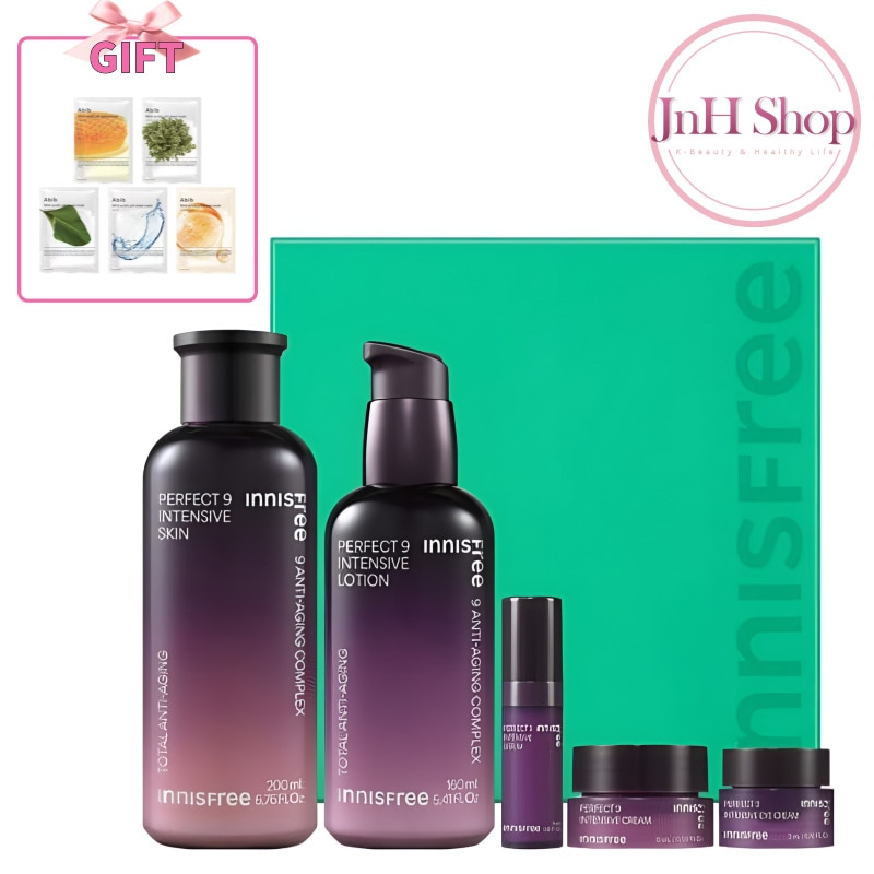 NEW パーフェクト 9 インテンシブ スキンケア 2点セットスキン200mL+ローション 160mL [プレゼント] セラム 5mL+アイクリーム 5mL+クリーム 10mL韓国の正規品のみ販売