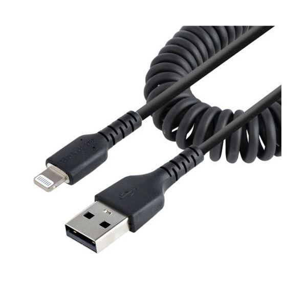 StarTech.com 高耐久Lightning-USB Aケーブル 50cm コイル（伸縮）型／アラミド繊維補強RUSB2ALT50CMBC 1本 5,883円
