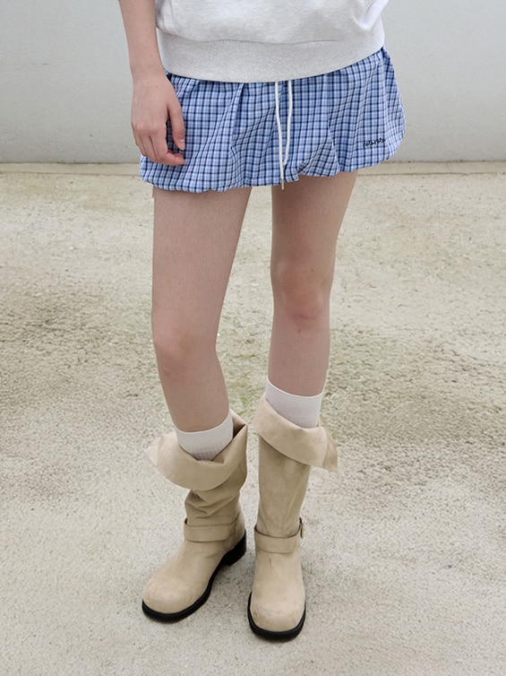CHECK BALLOON MINI SKIRT NV+BL