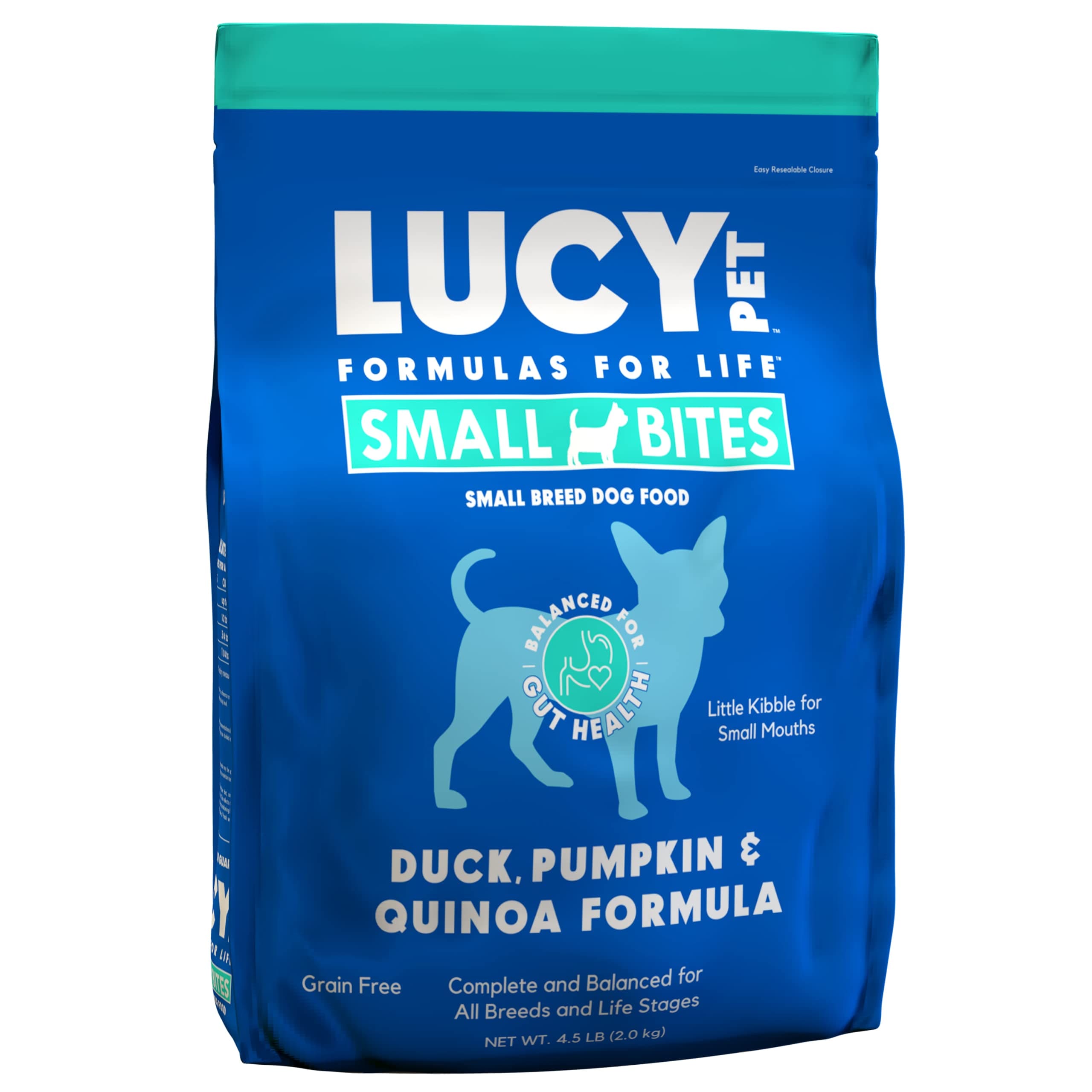 LUCY PET ルーシーペットプロダクツ ダック・パンプキン＆キヌア ドライドッグフード 小粒タイプ 4.5ポンド(2kg)