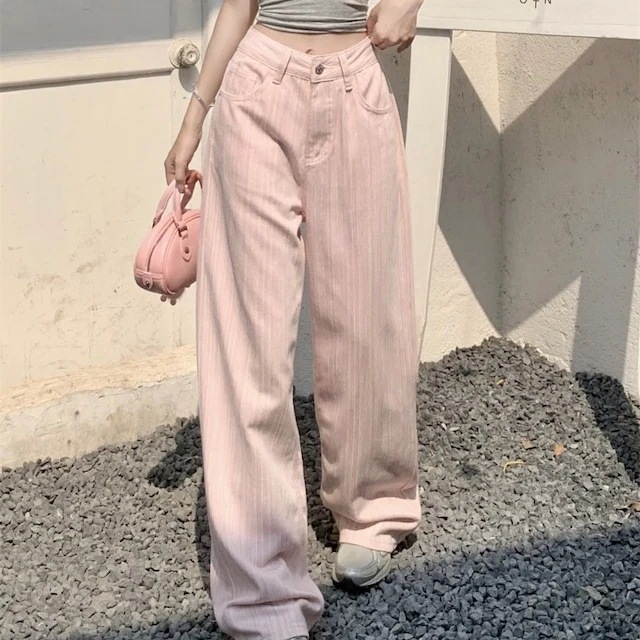 2024春夏パンツ デニム ジーンズ ロング丈 ワイド ストレート ハイウエスト 美脚効果 脚長効果 細見え 夏 白 黒 青 韓国ファッション レディース かわいい おしゃれ カジュアル お出かけ