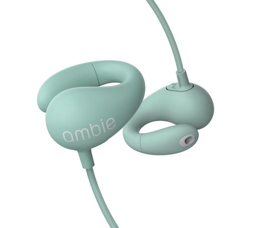 ambie AM-02 sound earcuffs (Ash Green) アンビー サウンドイヤカフ ながら聴き イヤホン マイク付き リモコン付 有線 耳にいれない ビデオ会議 テレワーク キッ