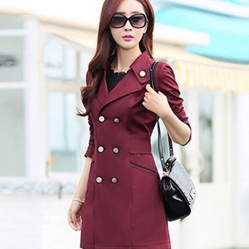 5205.カラフルトレンチコート（ワインレッド）2019 春夏 sale 春夏 sale アウター ジャケット 美ライン おしゃれ きれいめ オフィス ビジネス お出かけ パーティー 女子会 普段使い