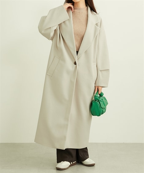 ダウンジャケット・コート 袖タック入チェスターロング丈コート