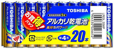 他サイト： 東芝(TOSHIBA) アルカリ乾電池 単4形1パック20本入り LR03L 20MPの商品画像