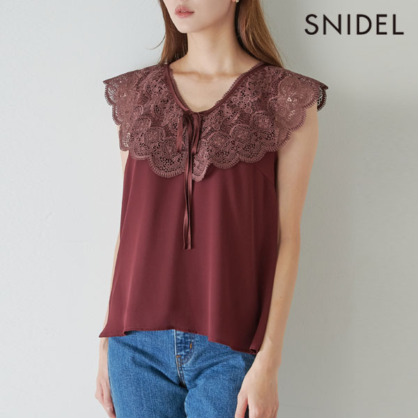エンブロイダリーレースカラーブラウス