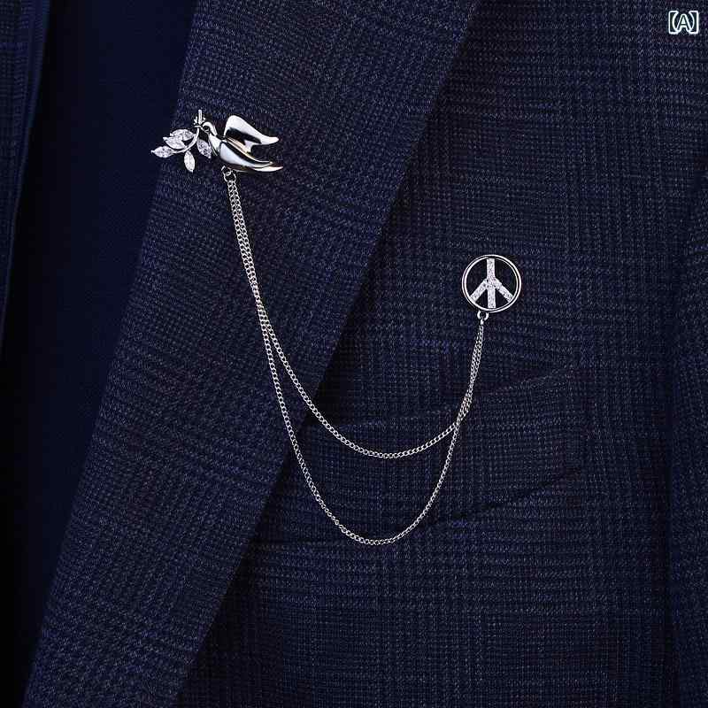 ブローチ おしゃれ 入学式 ツバメ ブローチ ファッション チェーン カラー ピン シャツ 襟 ボタン バッジ コサージュ 男性 女性 スーツ アクセサリー エレガント