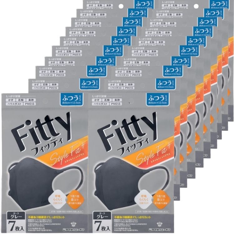 20袋セット フィッティ スタイルフィットプラス 立体 ダークグレー ふつう 7枚入 Fitty