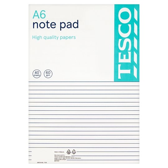 新品 Pad Note A6 Tesco 60gsm Sheets 40 紙製品・封筒