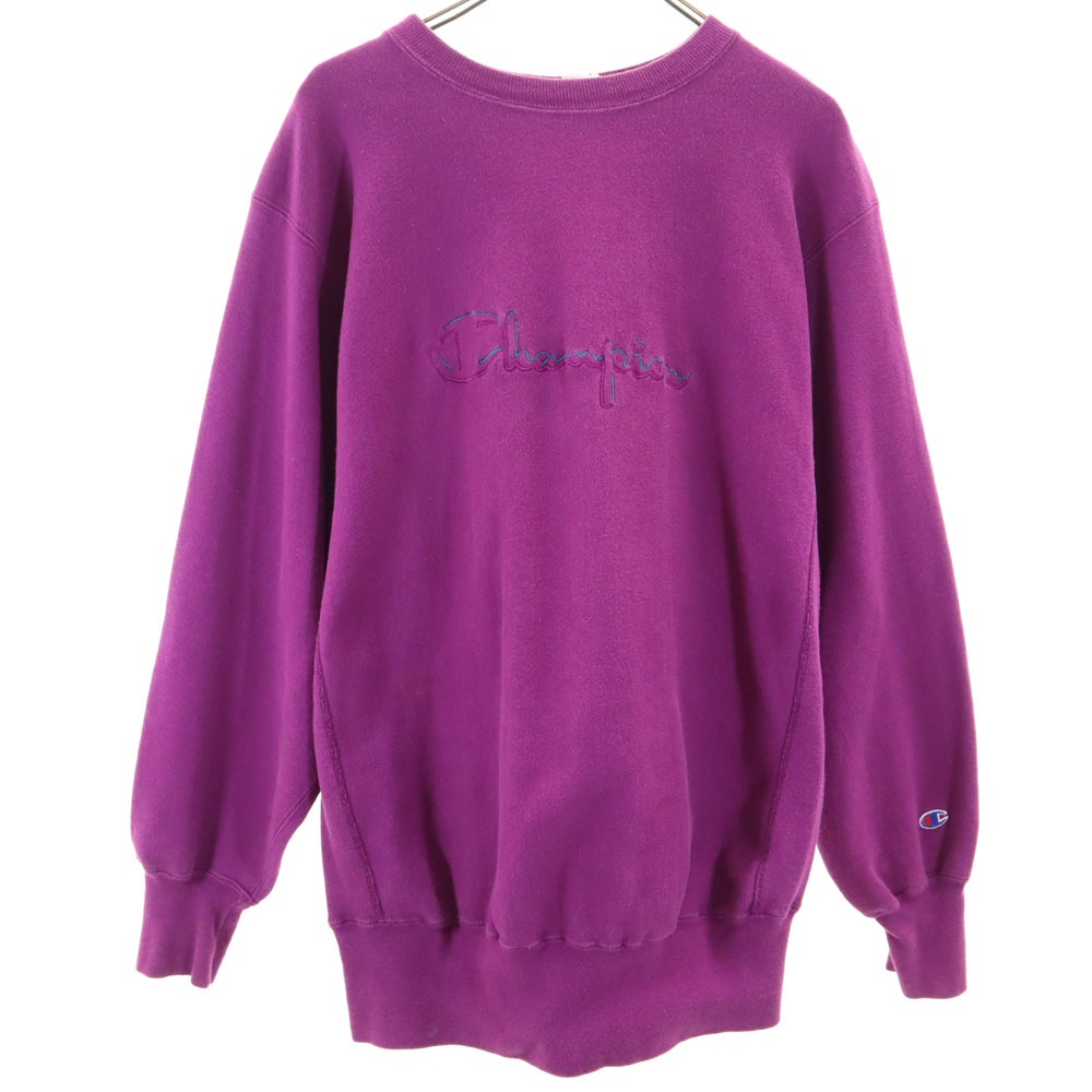 90s リバースウィーブ USA製 オールド 刺繍タグ 長袖 スウェット トレーナー XL パープル系 REVERSE WEAVE 裏起毛 メンズ