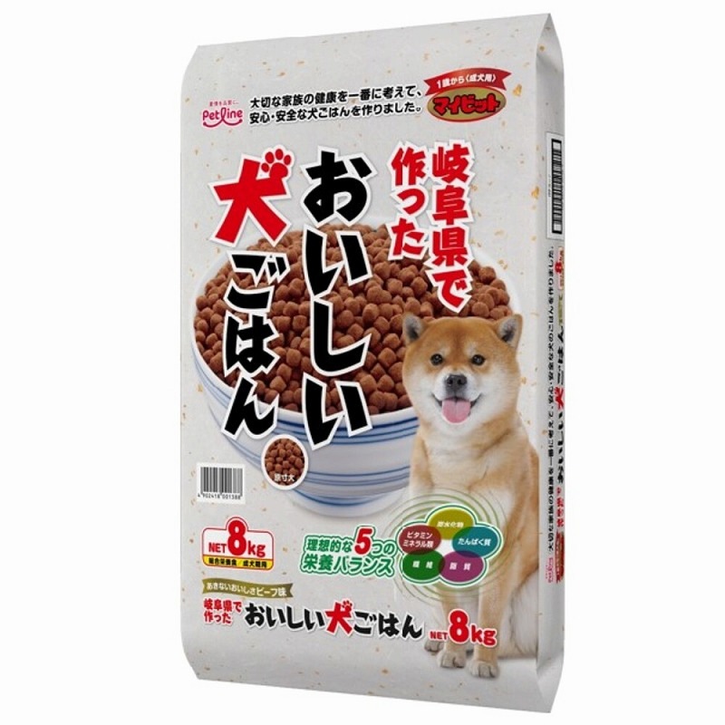 （まとめ買い）ペットライン マイビット 1歳から成犬用 8kg 犬用フード [x3]