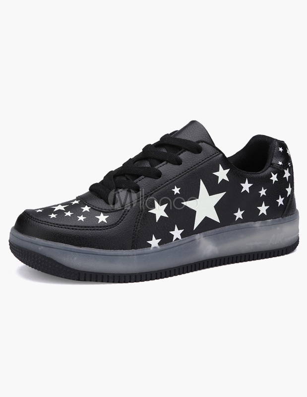 Lace Up Print Lace up PU Leather Sneakers for Women