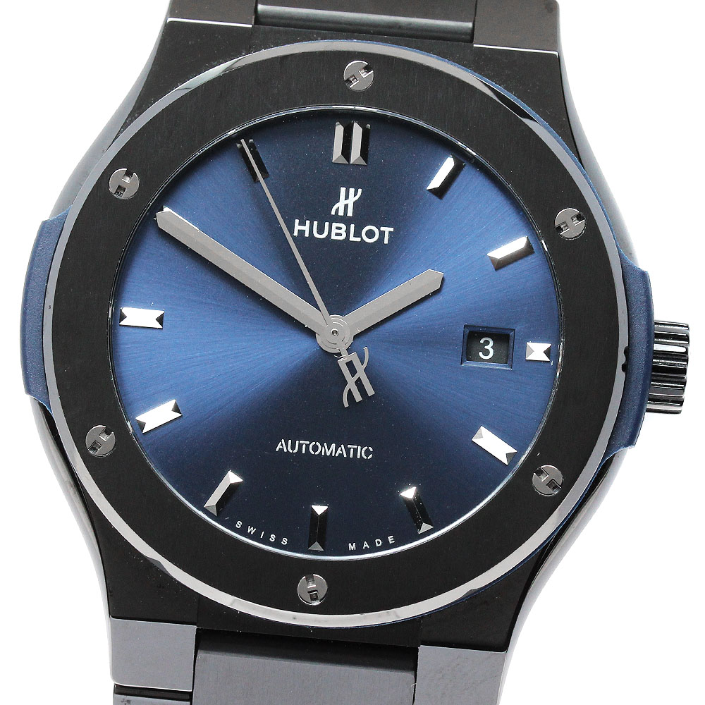 ベルト訳あり ウブロ HUBLOT 548.CM.7170.CM クラシック フュージョン セラミックブルー デイト 自動巻き メンズ 保証書付き_824469【中古】