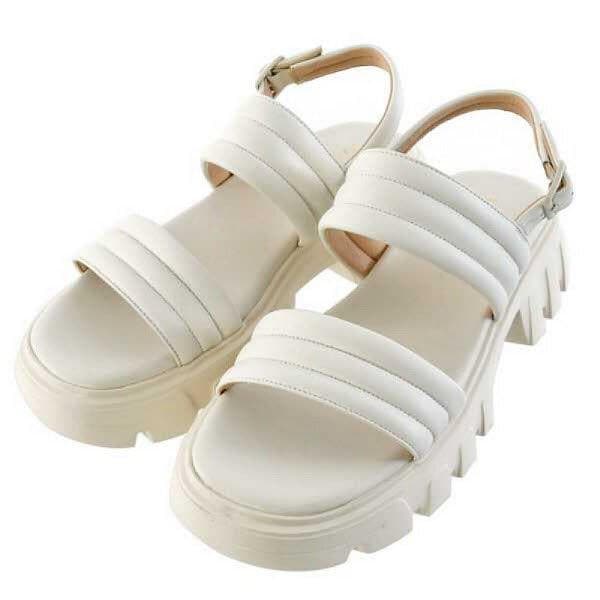 [] 女性ツーバンドストラップサンダル 4.5CM(EQFMSD963IV) (P003814600)