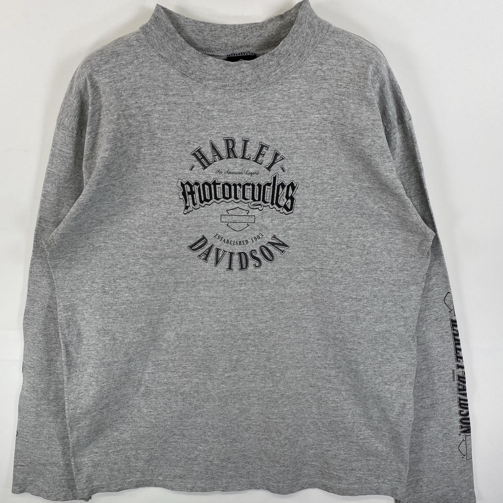 古着 長袖Tシャツ 両面プリント 袖プリント ビックサイズ 2XL グレー メンズ