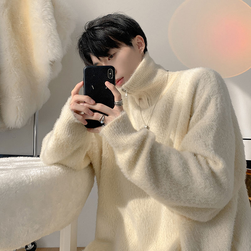 マハイハーフジップタートルネックジャンパーメンズシーズンゆったりシニア感覚ニットジャケットボトムライン服 4,707円