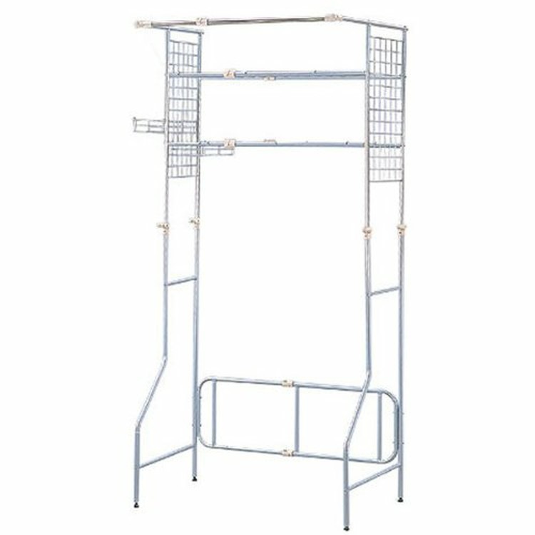 【公式】 ランドリーラック 伸縮 おしゃれ 縦型 スリム ステンレス製ハンガーポール付き HLR-Y18 洗濯機収納 脱衣所 洗面所 メガ割