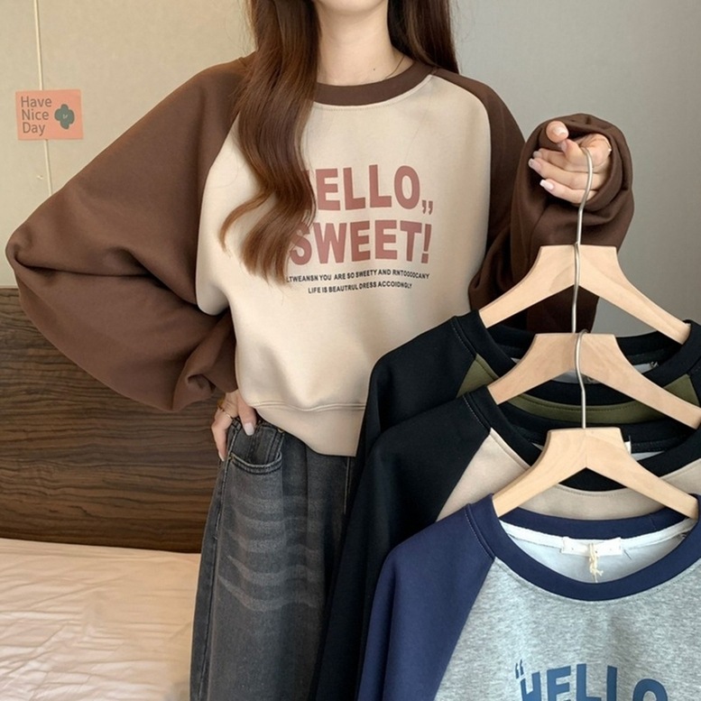 スウェット トップス 配色ロゴスウェット レディース ロゴスウェット 配色デザイン ラウンドネック 長袖 ロゴ入り バイカラー 黒 青 緑 ベージュ ブラック ブルー グリーン シンプル 可愛い