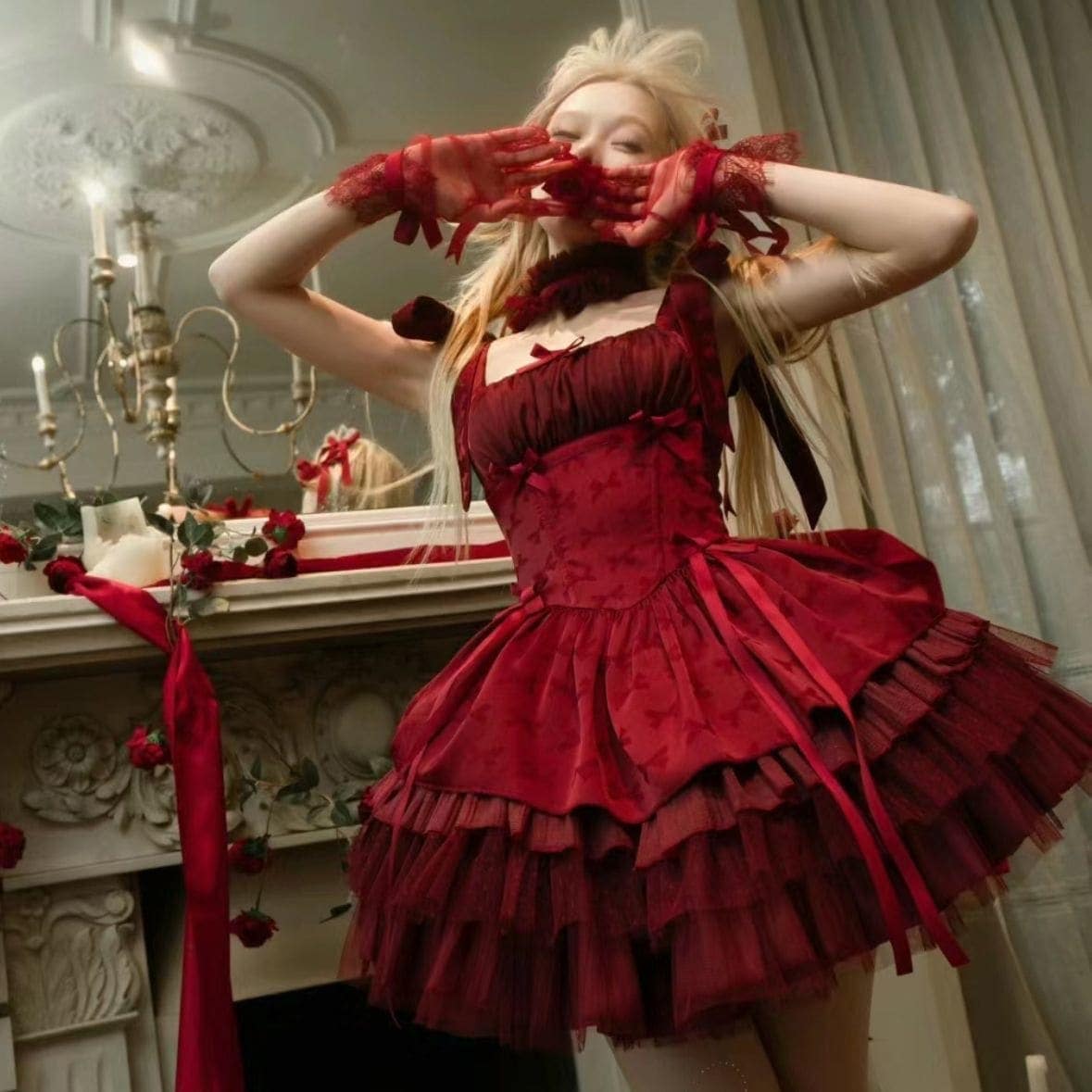 小さなリボンロリータバレエspロリタドレスjskサスペンダースカートスカートプリンセスドレスケーキ