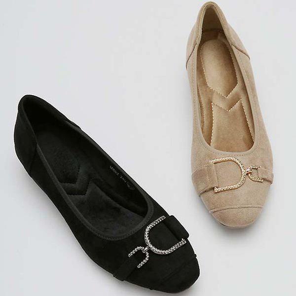 シューズ] スエード装飾 冬 女性 レディース 起毛 フラット ローファー 短靴 3cm sjperu-m862