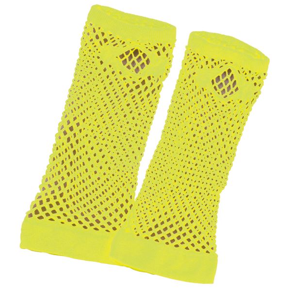 （まとめ）カラーメッシュグローブ蛍光イエロー[x20セット]