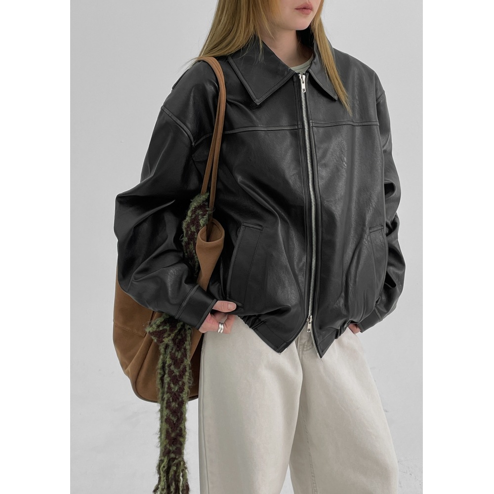 ブラックアップ (ユニセックス) MOHENZ ウォッシングレザージャンパー