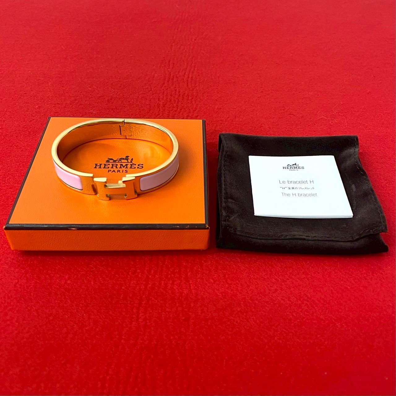 クリック H バングルブレスレット メタル ピンク 1738b