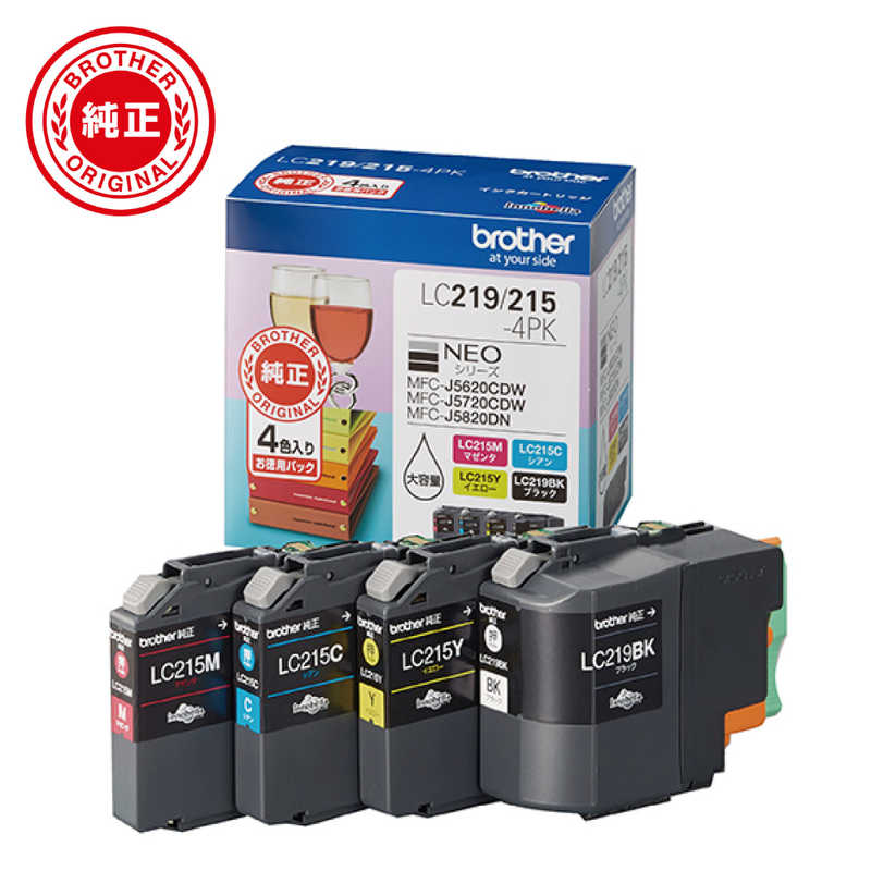 ブラザー　brother　【純正】インクカートリッジ 4色パック(大容量)[対応型番:MFC-J5720CDW 他]　LC219/215-4PK