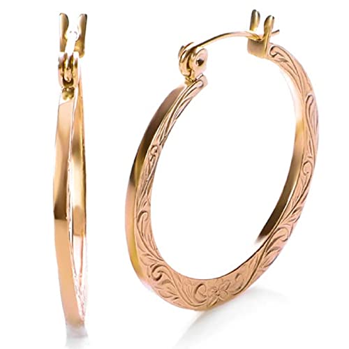 ピアス ハワイアンジュエリー 【LocoMocoAloha】 波柄 スクロール フープピアス サージカルステンレス316 【正規品】 ジュエリー