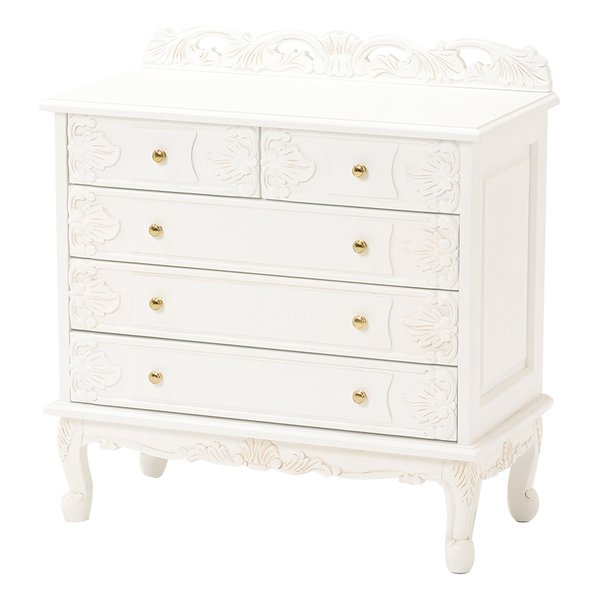 ワイドチェスト 幅80 猫足 アンティーク調 ホワイト RCH-1232AW