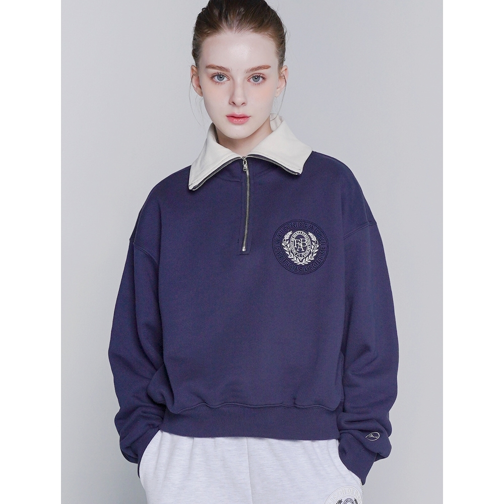 ファビュラスアーカイブ女性用クロップハーフジップアップネイビー (FCD1TS203W)