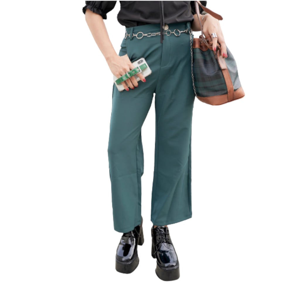 Semi Wide Slacks (deep green) A,D,G レディース パンツ