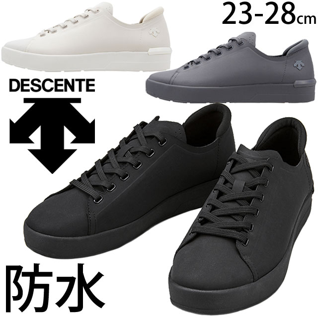 デサント DESCENTE 防水 スニーカー メンズ レディース ウェイサー ロー レインシューズ 靴 DM1VJC20 ブラック グレー ホワイト 雨 カジュアルシューズ ローカット ビジカジ