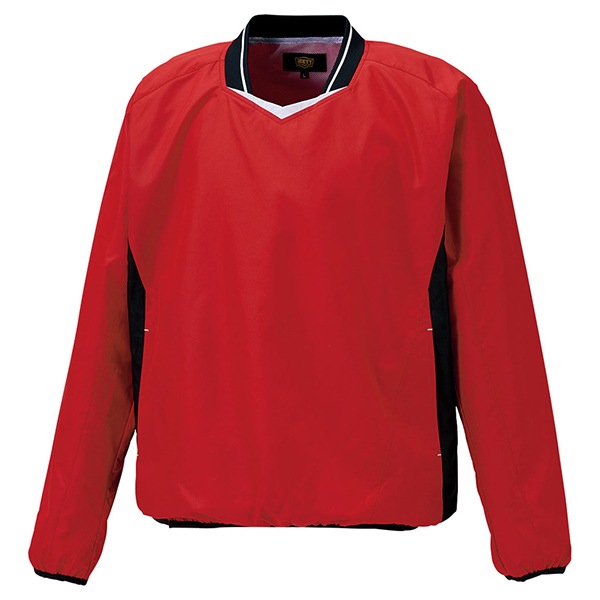 ゼット 野球ウエア 長袖Vネックジャンパー レッド/ブラックA 2XO BOV331 6419A