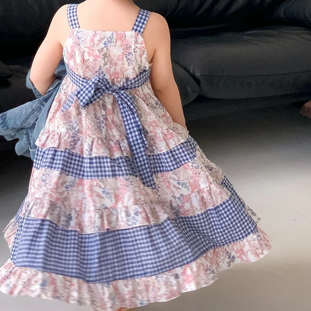 2024 夏の韓国女の子スリング花柄ドレス多用途ベビーガールロングプリンセスドレス 038