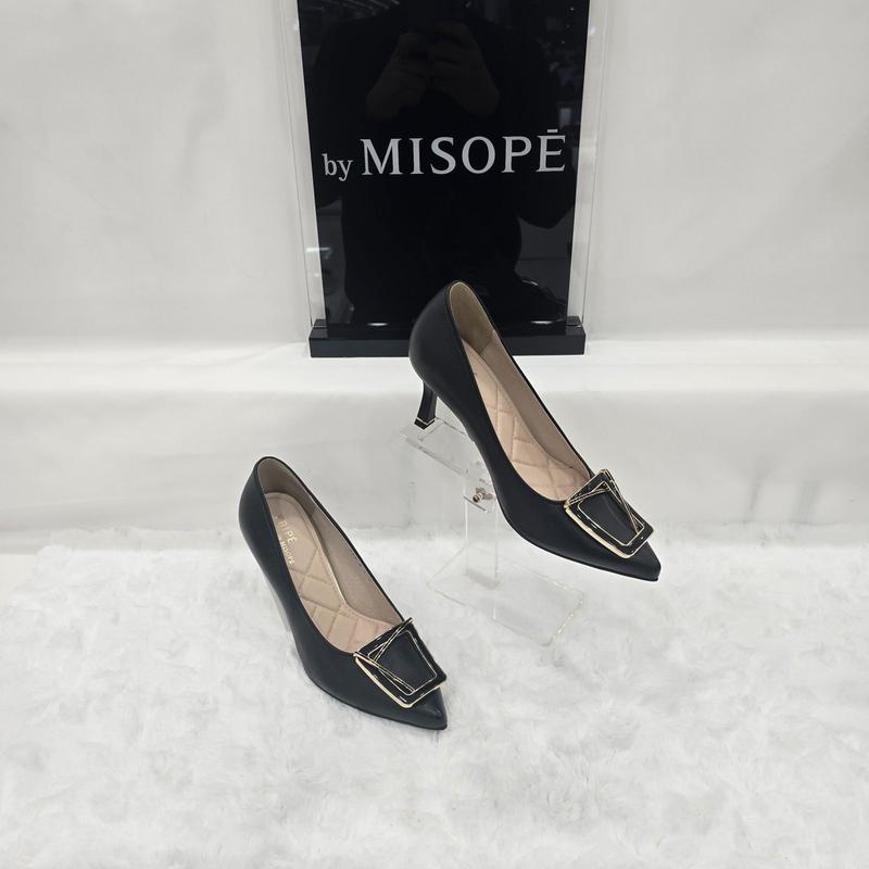 By 女性 モダン ポイント バックル ヒール 112HT411SS006 BLACK 3 JJ