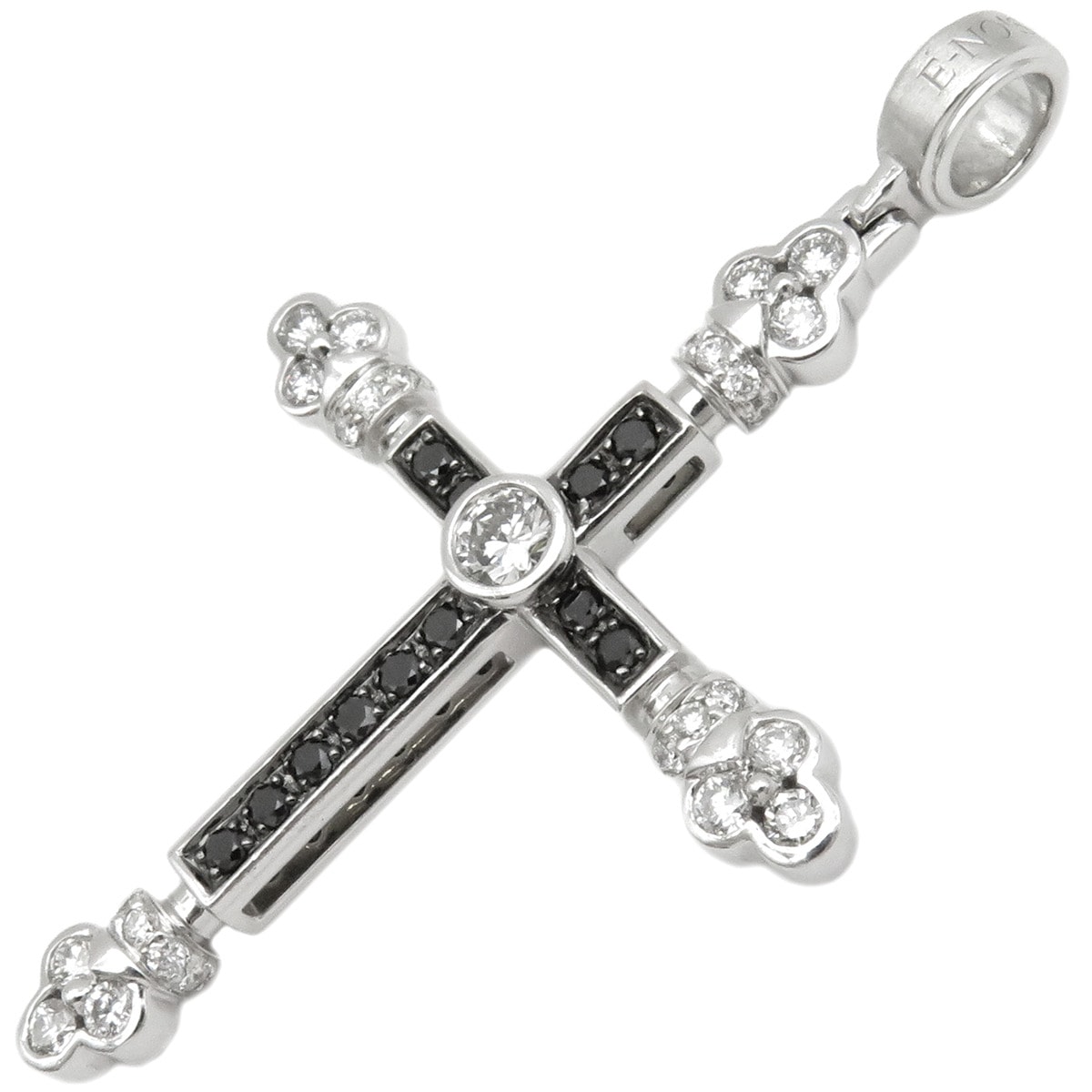 イーノス E-NOS ペンダントトップ クロスモチーフ ダイヤモンド K18WG ダイヤモンド ブラックダイヤモンド ホワイトゴールド 十字架 チャーム E-NOS ブラックダイヤモンド 【中古】